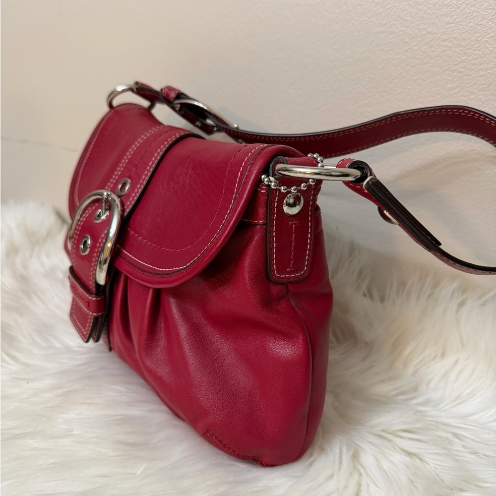 Coach Cherry Red Leather Shoulder Bag #F15204 - Picture 4 of 15